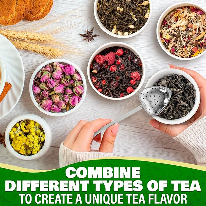 10 Pcs Heart Tea Infuser for Loose Leaf Tea Steeper – Rust-Resistant Stainless Steel Strainers with Secure Clasp, Easy Brewing Design, Keeps Loose Leaves Contained | Suitable for Parties & Gifting
