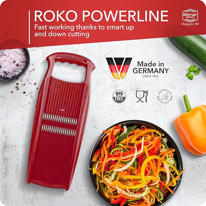 BORNER Roko PowerLine | Vegetable Grater Börner - Quality Made in Germany, Color:Red
