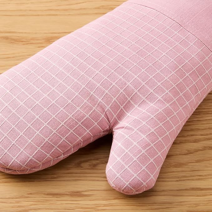 KITCHENAID Gourmet Series Gridlines Oven Mitts 2-Pack Set, Heat Resistant up to 600°F, Soft Silicone Grip, Magnetic Cuff, Dried Rose, 7"x14"