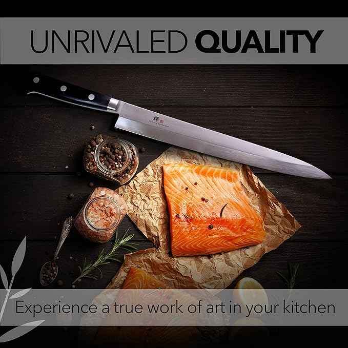 Kagayaki Japanese Chef’s Knife, KG-18 Professional Yanagiba 240mm(Sashimi, Sushi Knife), VG-1 High Carbon Japanese Stainless Steel Pro Kitchen Knife with Ergonomic Pakka Wood Handle