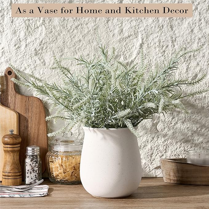 Utensil Holder for Kitchen Counter, Modern Nordic Boho Style Cooking Utensil Holder and Crock Home Kitchen Decor, Ceramic Utensil Organizer for Spatula, Ladle, Eggbeater, Rolling Pin- White