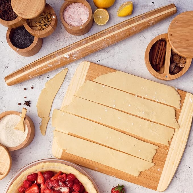 Totally Bamboo Kauai Cutting Board – Durable Bamboo Wood Chopping Board for Kitchen Prep, Serving, and Charcuterie, Knife-Friendly and Easy to Clean, 14.5 x 11.5 Inches