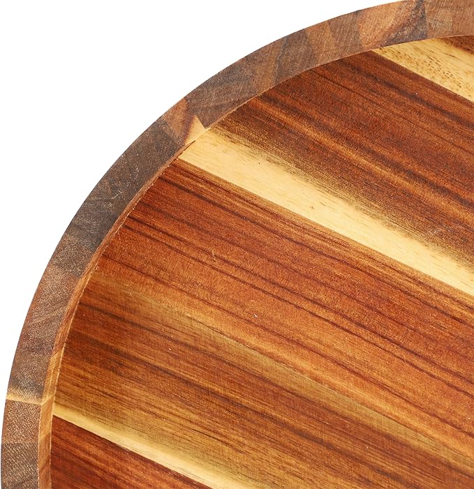 Elama 13 Inch Acacia Wood Lazy Susan Tray, Decorative Serveware, Tabletop Serving Piece (13 Inch Lazy Susan)