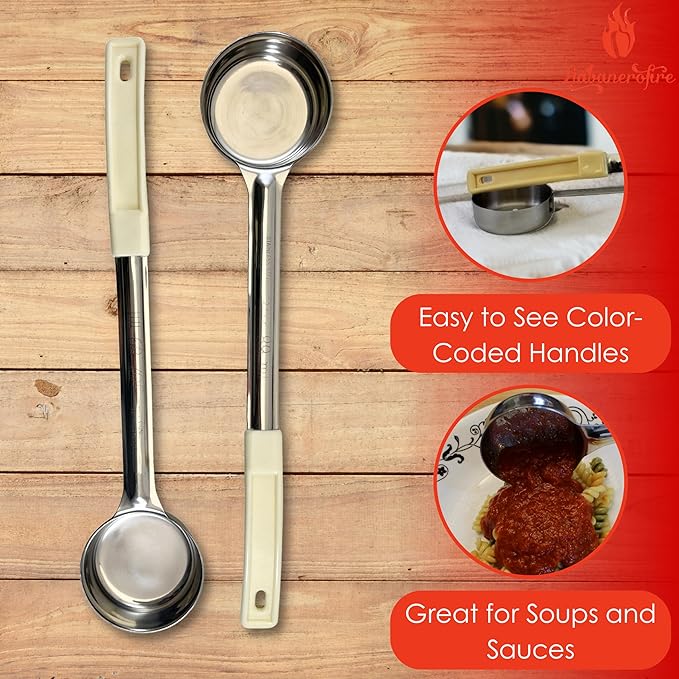 3 Ounce Solid Stainless Steel Portion Control Ladle Spoon for Measuring and Serving; Commercial Grade Serving Scoops [Pack of 12]