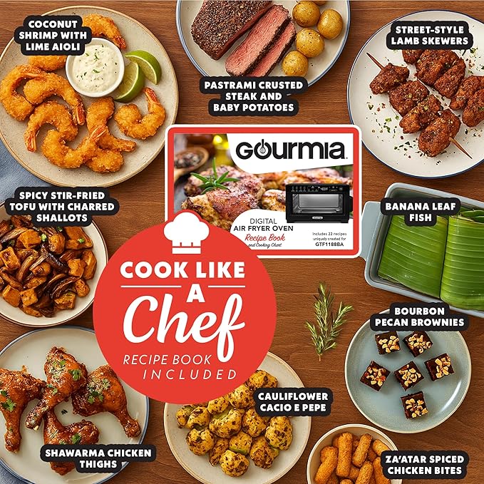 Gourmia Toaster Oven Digital Air Fryer - Convection Mode with 4 Slice Capacity, 3 Rack Positions, 12 Presets, Toast, Bagel, Bake, Roast, Broil, Dehydrate, Popcorn, Fits 9" Pizza, Black