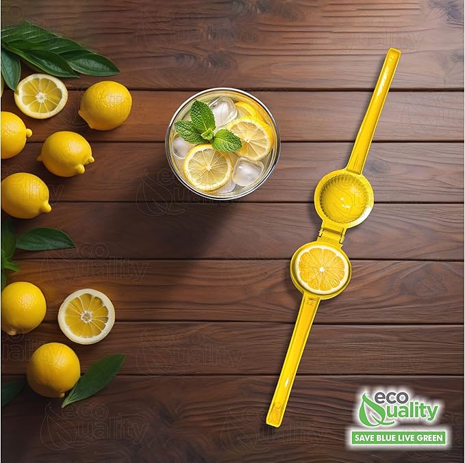 EcoQuality Heavy Duty Handheld Yellow Citrus Juice Squeezer Premium Lemon, Lime & Orange Press for Maximum Extraction Easy to Use, Durable and Rust Resistant Metal Manual Juicer (2)