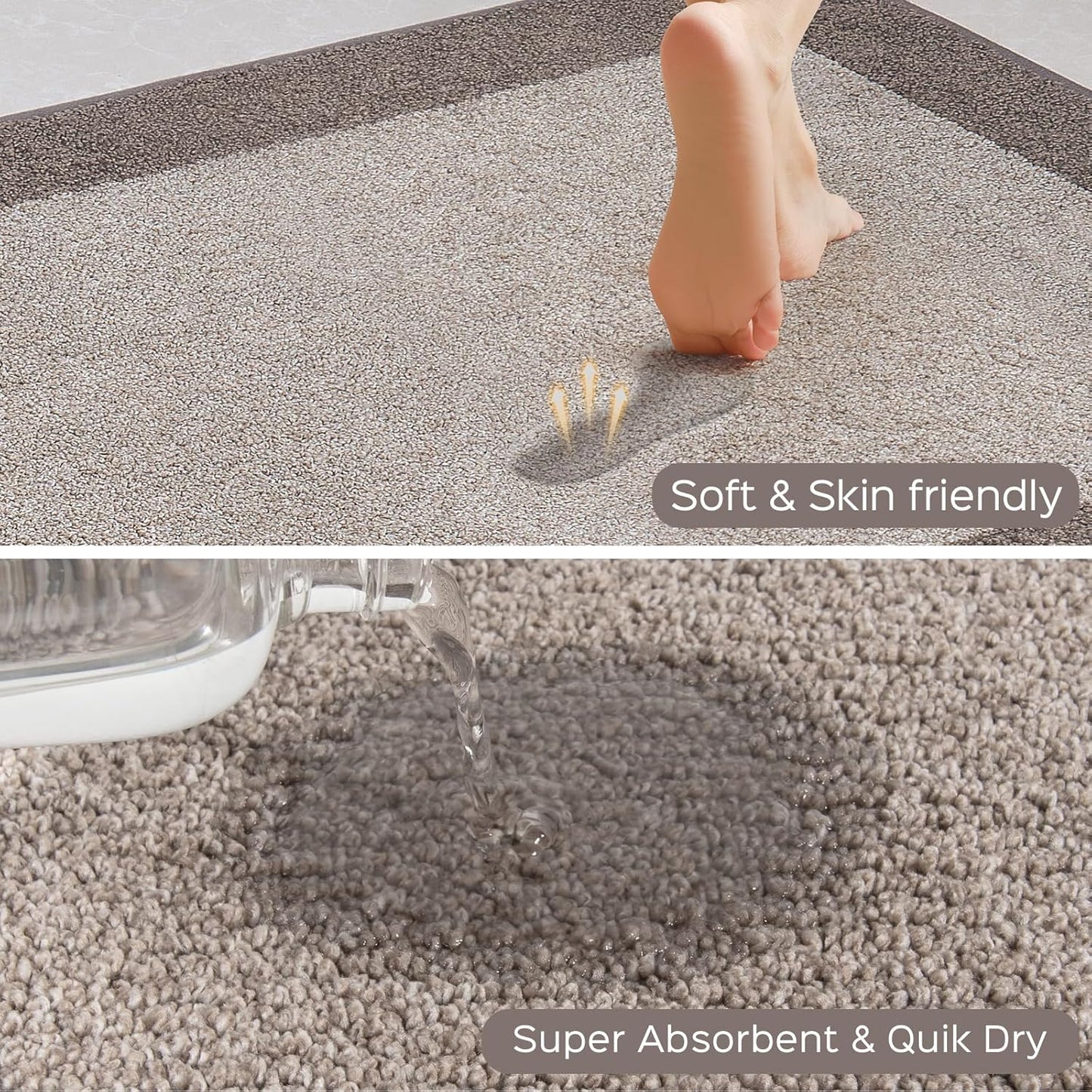 Machine Washable (24" x 36"+ 24" x 60"') Kitchen Rugs Set of 2, Non Slip Kitchen Mats for Floor, Absorbent Entrance Runner Rugs for Bedroom, Hallway, Bathroom, Door (Roll Packing)