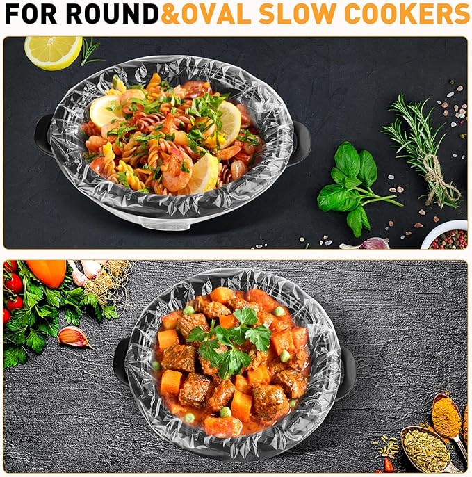 30 Pack Slow Cooker Liners, Large Size 13"x 21" Cooking Bags Disposable Pot Liners, Plastic Slow Cooker Bags Fits 3-8 Quarts, BPA Free, Suitable for Oval & Round Pot