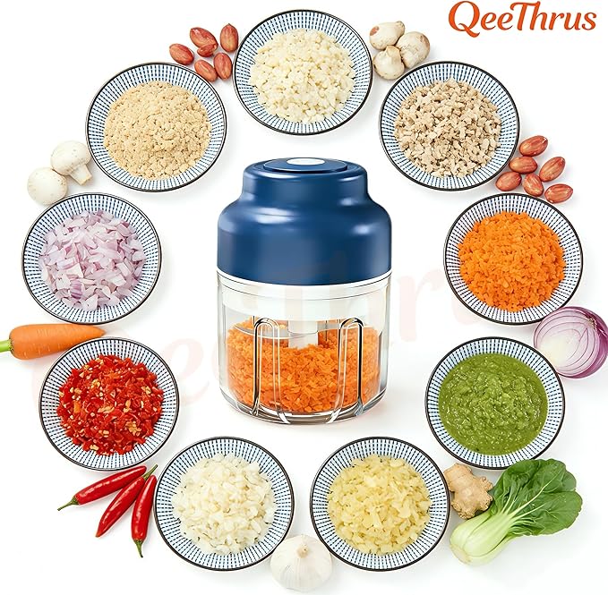 Mini Electric Food, Vegetable, Onion, Garlic, Nut Chopper, Processor & Cutter with Container