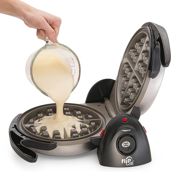 Presto Ceramic 22-inch Electric Griddle + Presto Ceramic FlipSide Belgian Waffle Maker, Black
