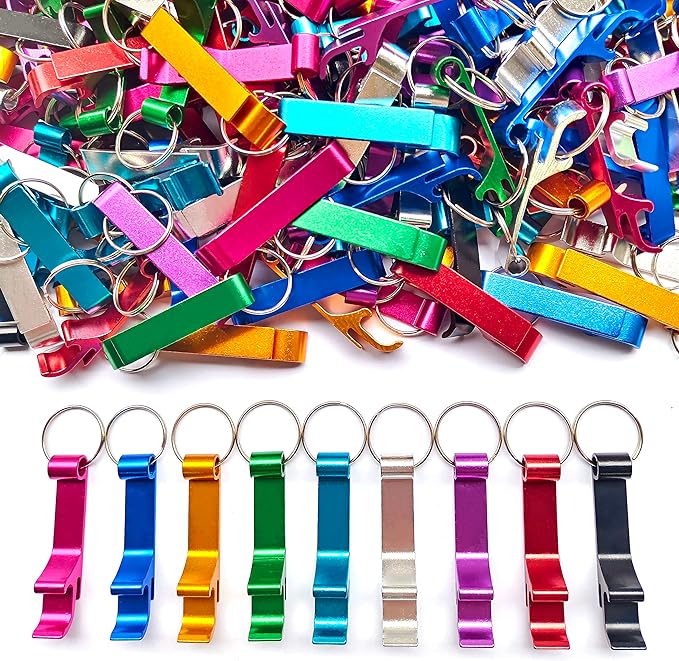 200pc Colored Aluminum Bottle Opener Keychain, Claw Beverage Opener for Kitchen/Wedding/Bar/Party