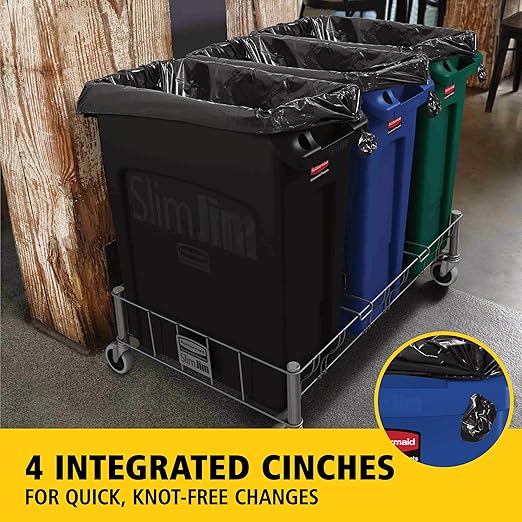 Rubbermaid Commercial Products Slim Jim Plastic Rectangular Recycling Bin/Trash Can with Venting Channels 23 Gal Blue for Kitchens/Classrooms/Offices/Back of House