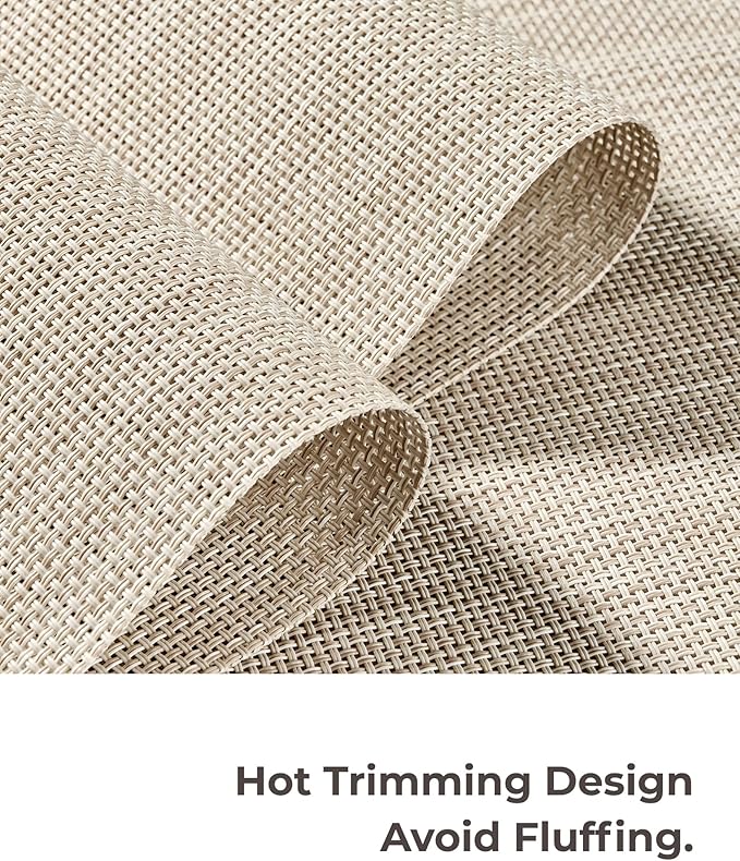 Leetaltree Beige White Placemats Set of 20 - Heat Resistant Non-Slip Place mats for Dining Table, Washable Durable PVC Vinyl Woven Table Mats(Beige White, 20)