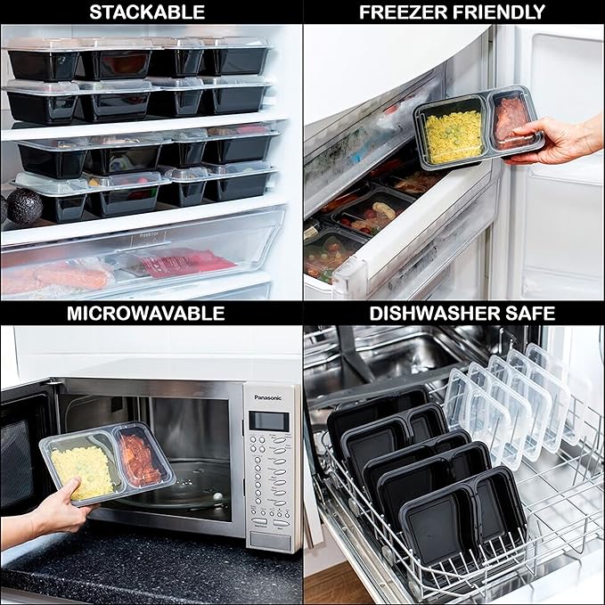 Igluu Meal Prep Containers Reusable (30 Pack) – Food Containers with Lids – Stackable, Microwave, Freezer & Dishwasher Safe – 28oz – 1 Compartment – BPA-Free