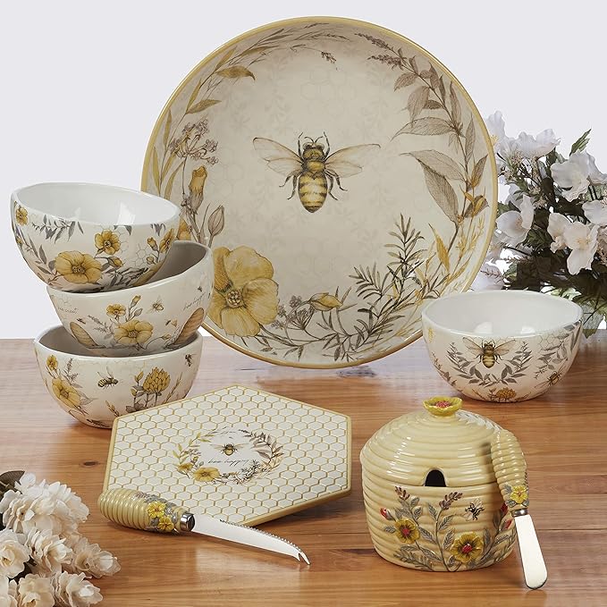 Certified International Bee Sweet 9 oz. 3-D Honey Pot with 4 Tea Bag Holders