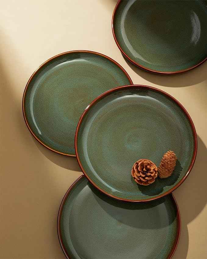 Stoneware Dinnerware Sets, Ceramic Plates and Bowls Set, Microwave & Dishwasher Safe Kitchen Dishes, Modern Dinner Salad Plates | Cereal Bowls, Dishware Sets Service for 4 Sage Green