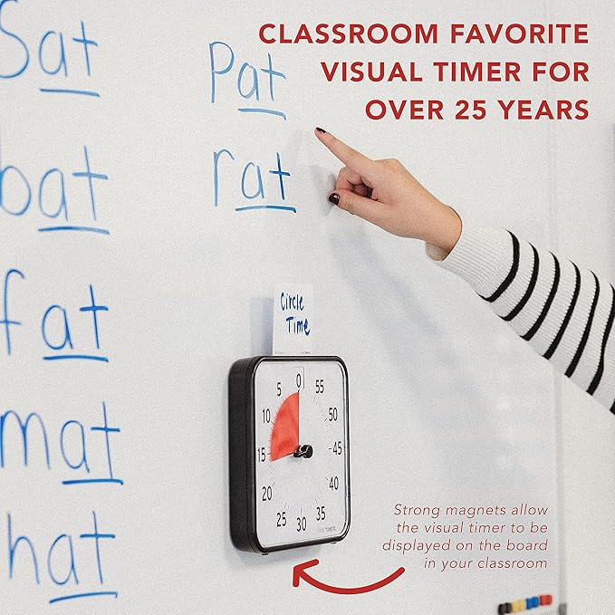 TIME TIMER 8 inch Visual Timer - 60 Minute Kids Desk Countdown Clock with Dry Erase Activity Card, Also Magnetic - for Kids Classroom, Homeschooling Study Tool, Task Reminder, Home and Kitchen Timer