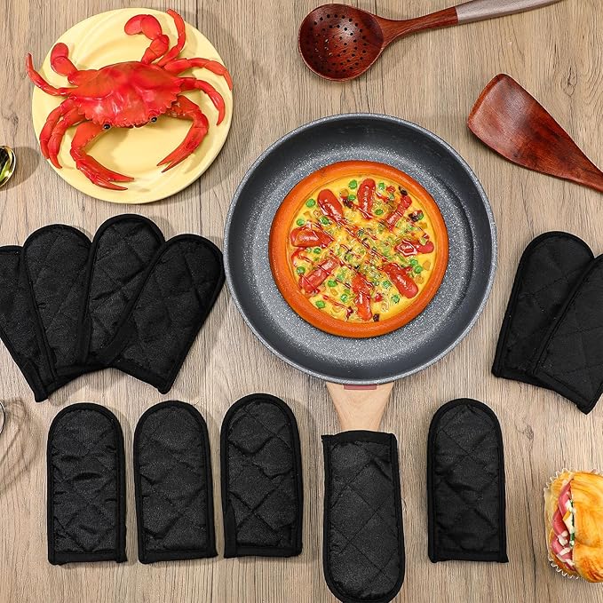 Dandat 36 Set Hot Handle Covers for Daily Replace Use Gift Pan Handle Sleeve Covers Heat Resistant Cast Iron Holder Sleeve Washable Handgrip Mitts for Christmas Kitchen Gifts Craft (Black)