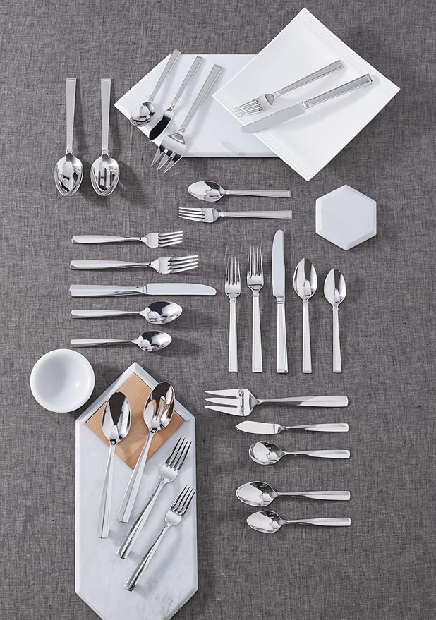 Lenox Bratton 65-Piece Flatware Set, 9.85 LB, Metallic