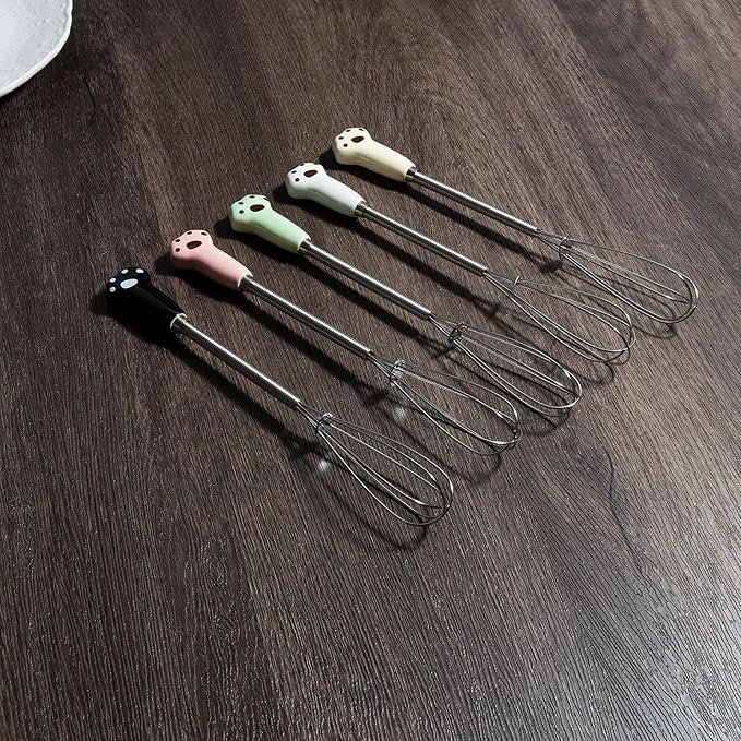 Mini Whisks 7 inch 5Pcs cat paw Stainless Whisk, Hand Egg Mixer for Flour Cake Egg, Kitchen Cooking Baking Use Whisk