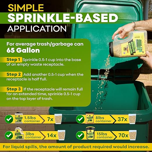 BEEST Dumpster Defender - 1.5lbs Outdoor Trash Can Deodorizer & Liquid Waste Absorber (Made in USA) Biodegradable Trash Can Odor Eliminator - Powerful Garbage Deodorizer for Always-Fresh Bins - 7 Cups