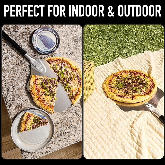 Kitchenware King™ - Premium Pizza Peel 12 inch For Crispy Crust Results - Essential Pizza Spatula Paddle For Outdoor And Indoor Cooking - Premium Innovated Non-Stick Paddle For Baking Steel And Stone