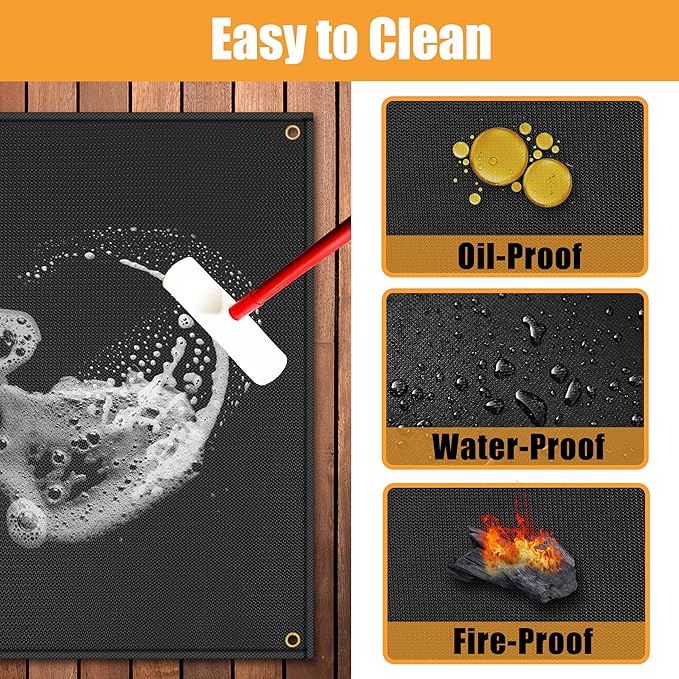 TOHONFOO 80 x 48 in Large Grill Mats for Outdoor Grill - BBQ Grill Mats to Protect The Deck, Patio, Pavers - Easy to Clean Grilling Mats - 1mm