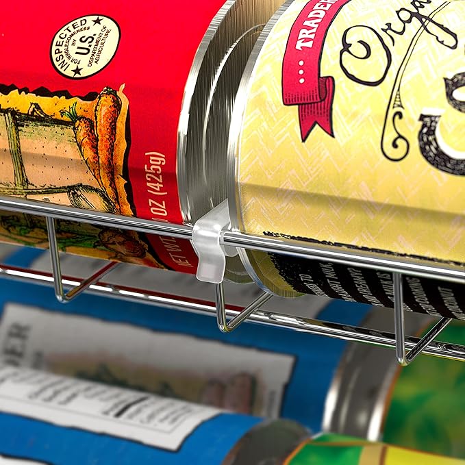 Deco Brothers Stackable Can Rack Organizer for Kitchen and Pantry, Holds Upto 36 Cans, Chrome Finish