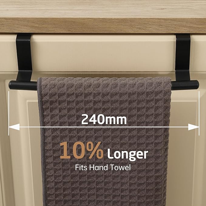 KES Over The Door Towel Rack, Over Cabinet Towel Bar Kitchen Bathroom Towel Holder Storage Dish Towel Holder, Over Cabinet Cupboard Door Towel Bar, Matte Black 2 Pack, KTH500S26-BK-P2