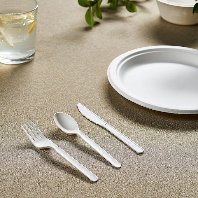 100% Compostable PLA Forks Bulk Pack 400 Pcs Biodegradable Disposable Plastic Cutlery Utensils