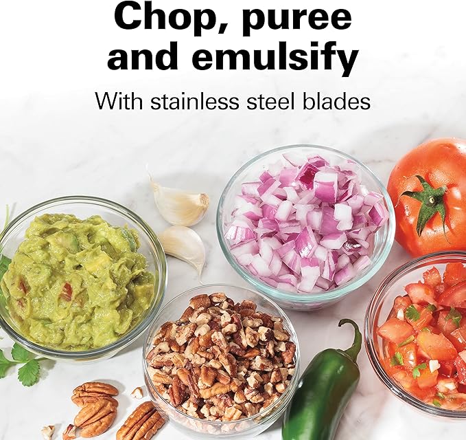 Hamilton Beach Electric Vegetable Chopper & Mini Food Processor, 3-Cup, 350 Watts, for Dicing, Mincing, and Puree, Black (72850)