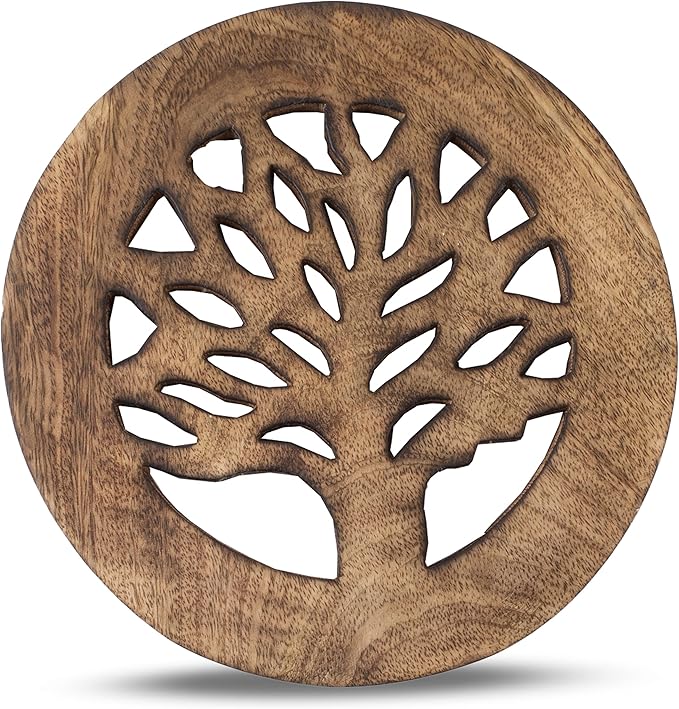 Handmade Wooden Trivet For Hot Dishes Plates & Pots Holder Hot Pad For Kitchen & Dining Table Decor Cookware Heat Resistant Rustic Decorative Carvings Tabletop Home & Dining Table Essentials (Antique)