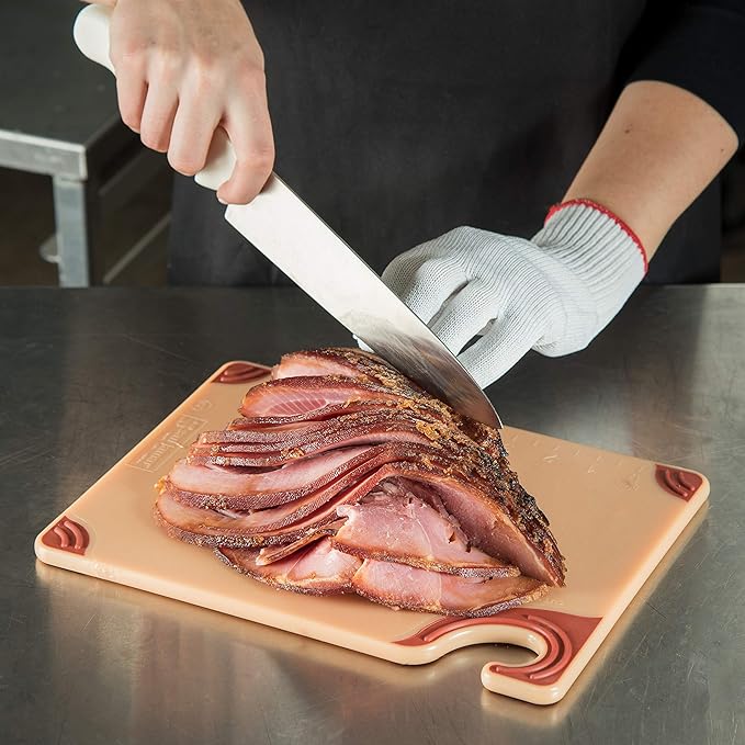 San Jamar Saf-T-Grip Plastic Cutting Board with Safety Hook, 9" x 12" x 0.375", Brown