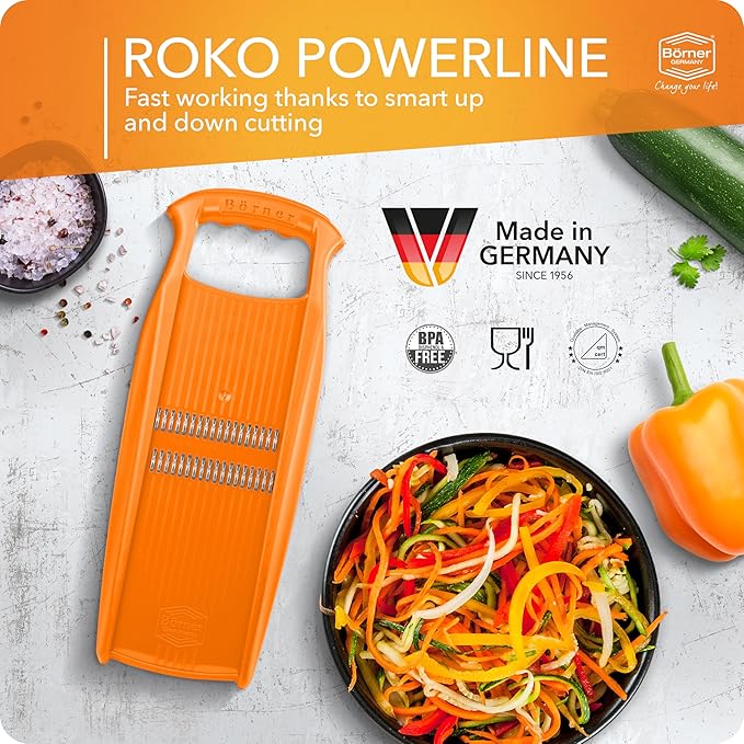 BORNER Roko PowerLine | Vegetable Grater Börner - Quality Made in Germany, Color:Orange