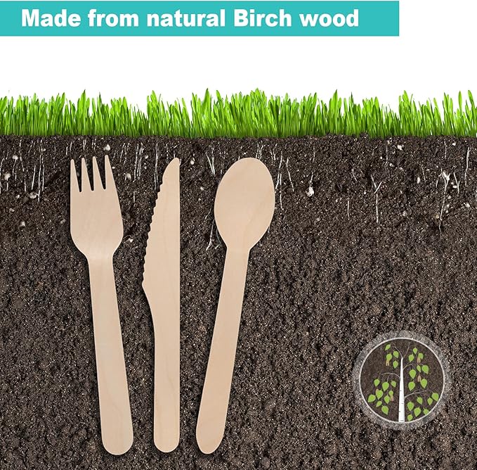 500 Wooden Spoons, Disposable Wooden Cutlery Set - Alternative to Plastic, Eco Friendly, Biodegradable, Compostable Cutlery Set - 500 Wooden Spoons Disposable Utensils Set