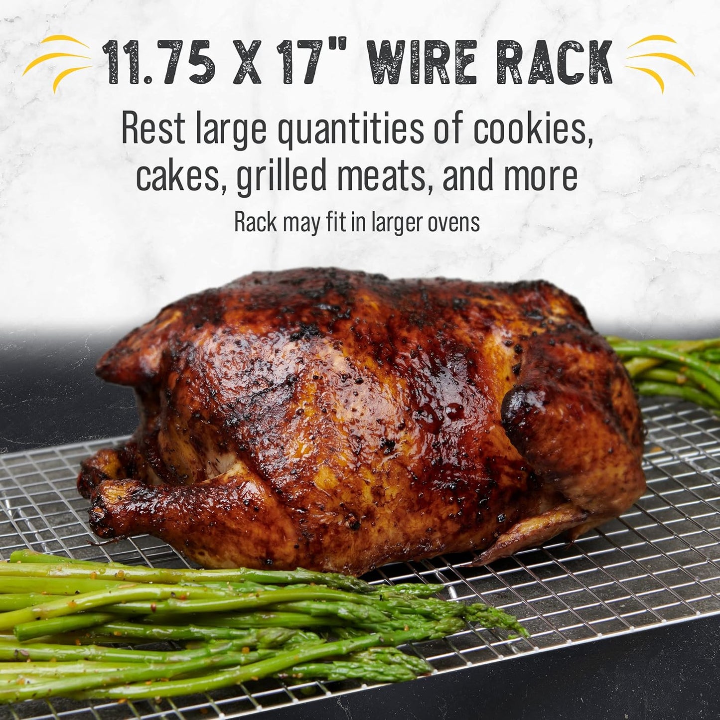 Checkered Chef Cooling Rack for Cooking and Baking - 11 ¾" x 17 Set of 2 Stainless Steel, Oven Safe Grid Wire Cookie Cooling Racks