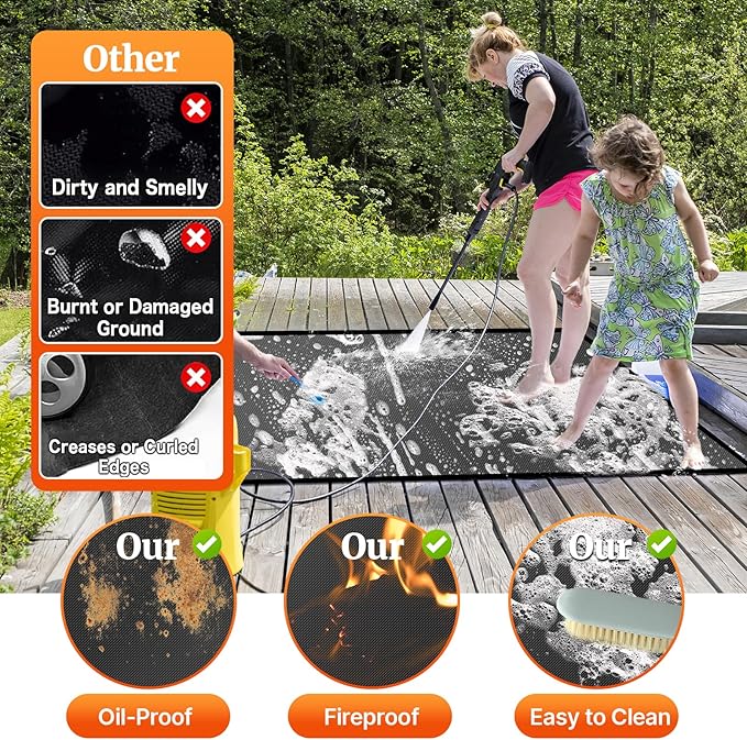 36" Square Fire Pit Mat/Under Grill Mat Fireproof Waterproof Oil-Proof, 4 Layers Fireproof Mat Fire Pit BBQ Pad Protect Mat for Deck Patio Grass Outdoor Wood Burning Fire Pit and BBQ Smoker