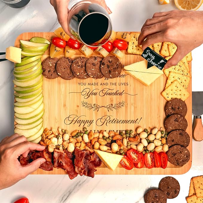 Personalized Retirement Charcuterie Board, Employee Appreciation Cheese Board - Retirement Gifts for Coworker, Farewell Gifts for Boss, Leader