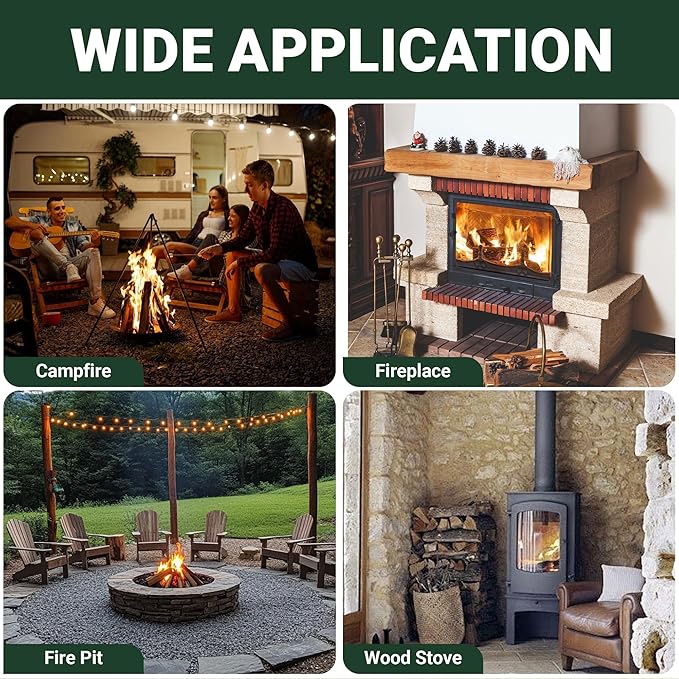 Tredre Fire Tongs and Fire Poker Set, Stainless Steel Fire Pit Tools for Outside, Heavy Duty Fireplace Tongs Log Grabber for Campfire, Wood Stove, Rust-Resistant Firewood Tong Set