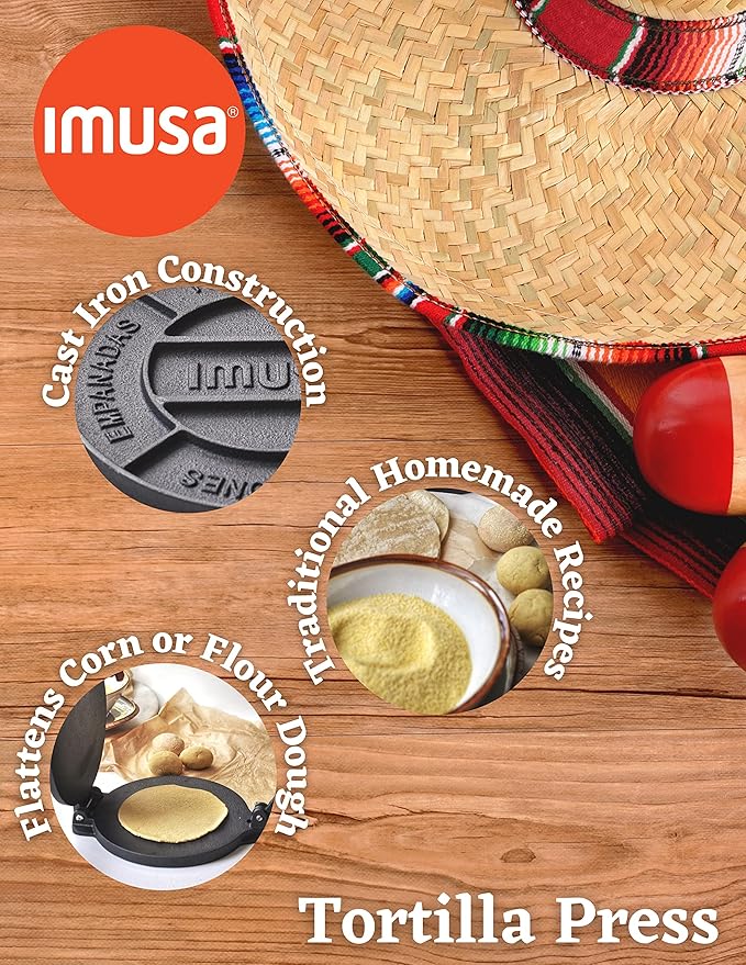 IMUSA USA Tortilla Press, 8" DS, Black