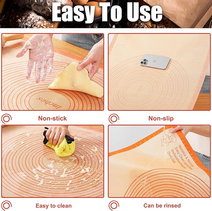 Silicone Pastry Mat 36x24 Inch Extra Large Baking Mat, Nonstick Kitchen Counter Kneading Board, Perfect for Dough, Pastry, Dough Rolling, Fondant, Pie Crust, Fondant, Cookies, Bread, Pasta, Pizza