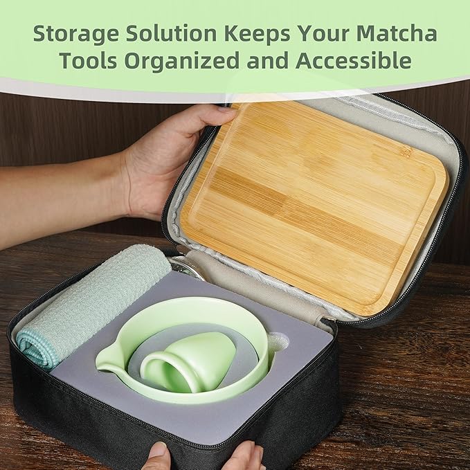 Matcha Whisk Set, 9-Piece Matcha Kit with Bowl (Chawan), Whisk and Holder – Ceramic Matcha Tea Set for Making Matcha Latte – Matcha Set for Starters with Tray and Storage Bag