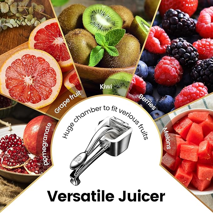 Stainless Steel Lemon Squeezer, Heavy-Duty Orange Juicer, Durable Hand Press Citrus Juicer, Portable Lime Squeezer, Rust-Free, Easy to Clean, Ideal for Kitchen & Bar, 5-Year Warranty