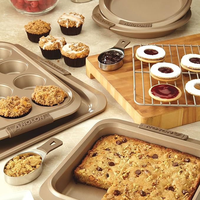 Anolon Advanced Nonstick Bakeware Set / Baking Pans with Grips - 5 Piece, Brown