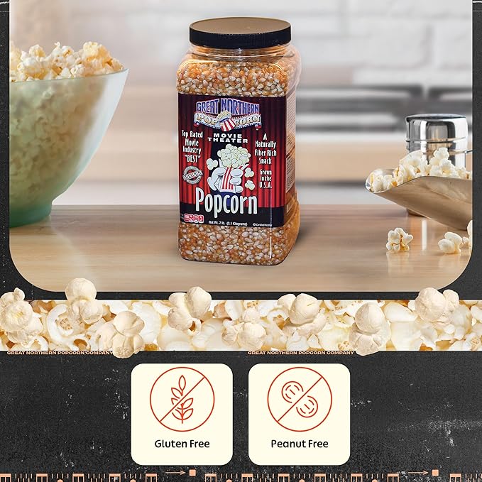 Yellow Popcorn Kernels Bulk Resealable 7lb Jug - Non-GMO Premium Gourmet Popcorn Kernels for Popping in Microwave, Stovetop, or Machine by Great Northern Popcorn
