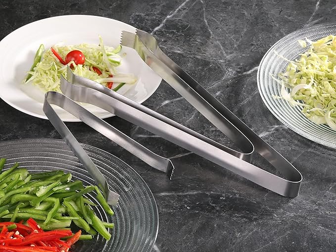 New Star Foodservice 42283 Restaurant-Grade Pom Tong, Stainless Steel, 12 inch, Set of 6, Silver