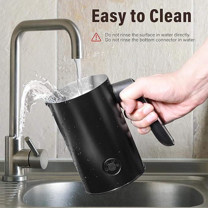 YSSOA Electric Milk Frother Handheld with Stainless Steel Stand Battery Operated Whisk Drink Mixer for Coffee, Frappe, Latte, Matcha, Hot Chocolate, Black (240ml/8.12oz, Classic Black)