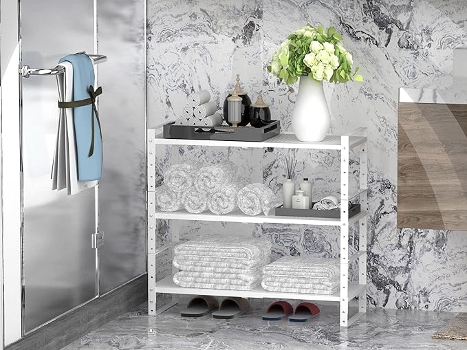 Expandable Stackable Aadjustable Shoe Rack Pantry Shelf for Kitchen Cabinets Counter Shelves Countertop Cupboard Storage Solution,Sturdy Heavy-Duty Metal Construction(1Pack/White/Large)