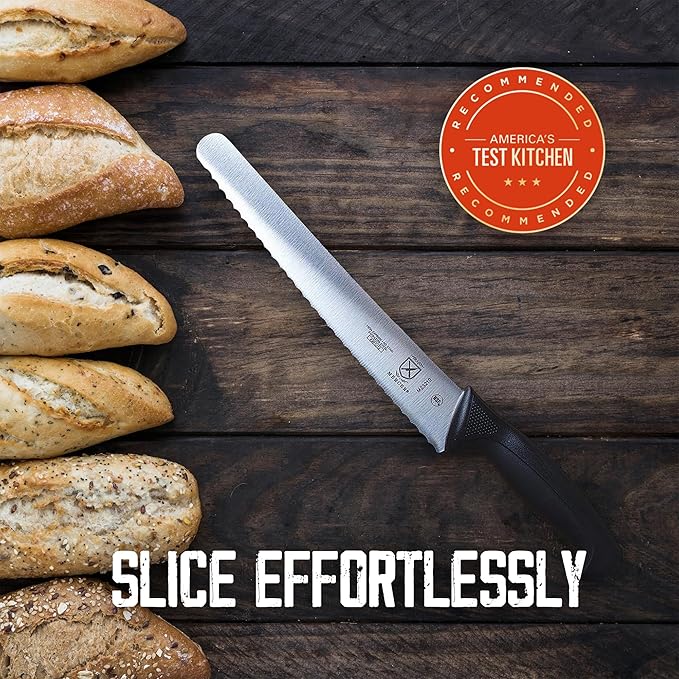 Mercer Culinary Millennia Colors Bread Knife, 10-Inch Wavy Edge Wide, Blue