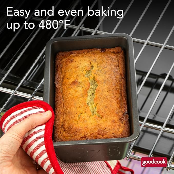GoodCook PRO Loaf Pan Nonstick Carbon Steel Bakeware with Easy-Clean Non-Stick Coating, Oven & Dishwasher Safe Pan for Breads Pound Cakes Banana Breads & More, 9 x 5-Inch, Gray